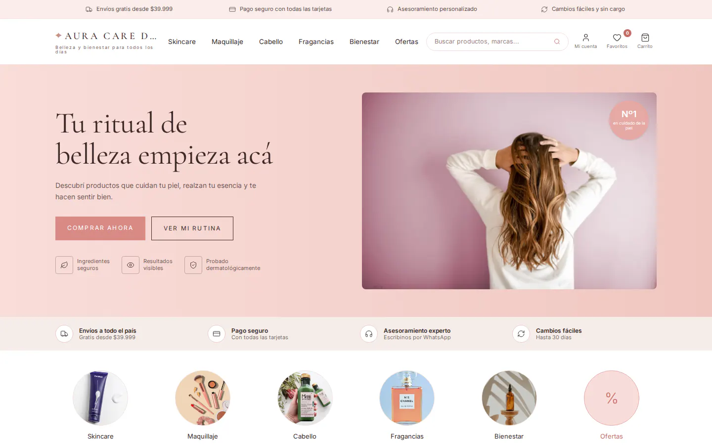 Template AURA CARE — Cosmética & Belleza