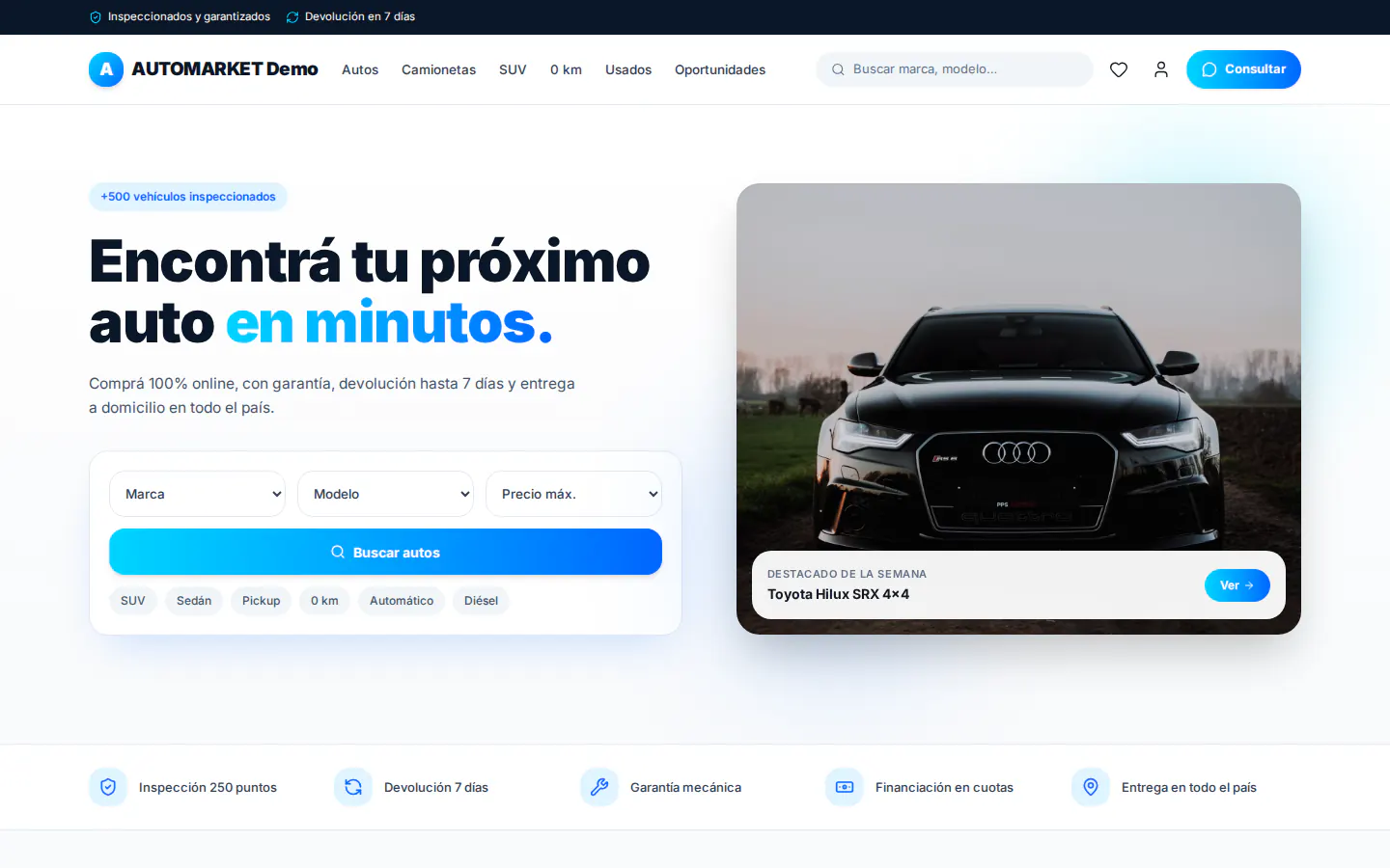 Template AUTOMARKET — Automóviles